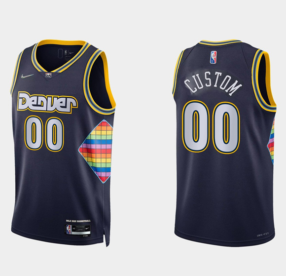 Men's Denver Nuggets Active Players Custom 2021/22 City Edition 75th Anniversary Stitched Jersey